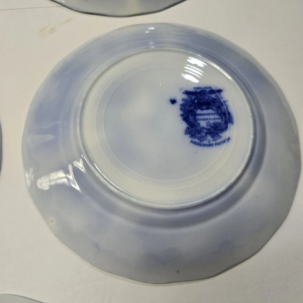 Antique Set 5 Flow Blue Nonpareil 8 5/8